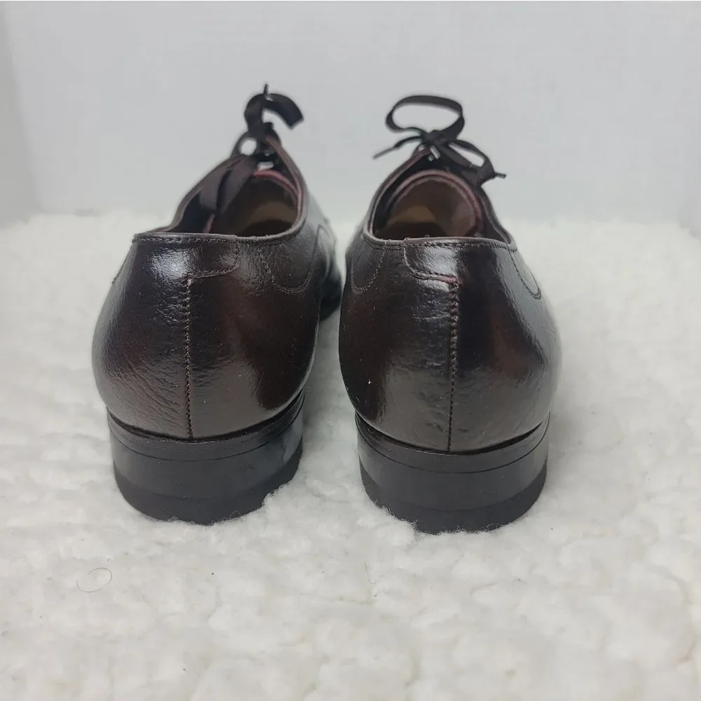 Vtg 80's Florsheim Mens Derby Shoes Size 7.5  Burgundy Leather Apron Toe 730314